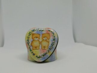 Cute Teddy Bears Love Heart Shaped Tin Trinket Box