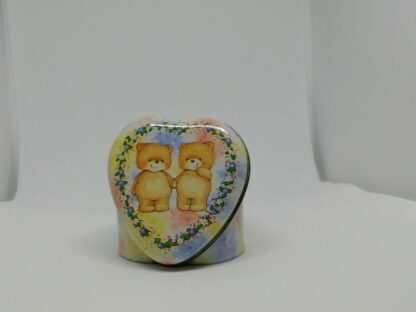 Cute Teddy Bears Love Heart Shaped Tin Trinket Box